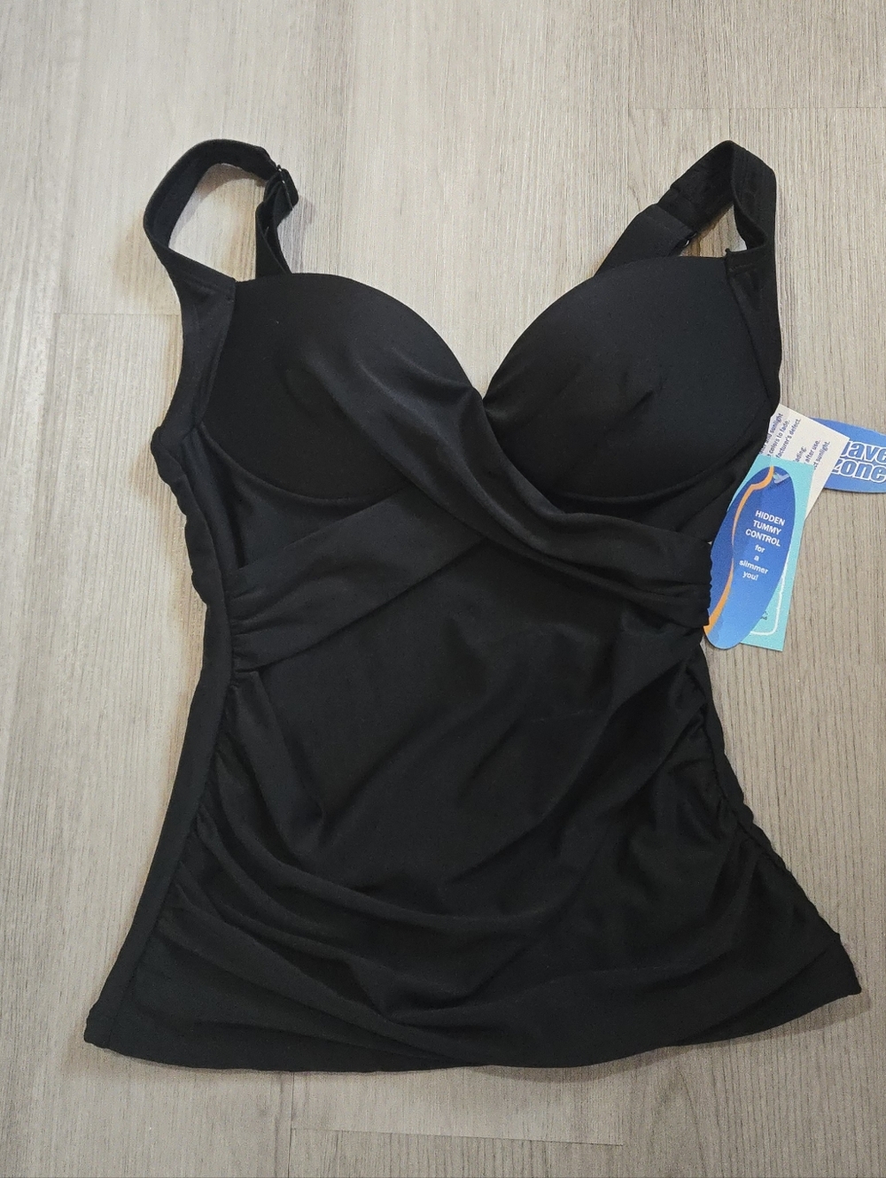 NWT Wave Zone Black Swimsuit Tankini Top, SIZE S